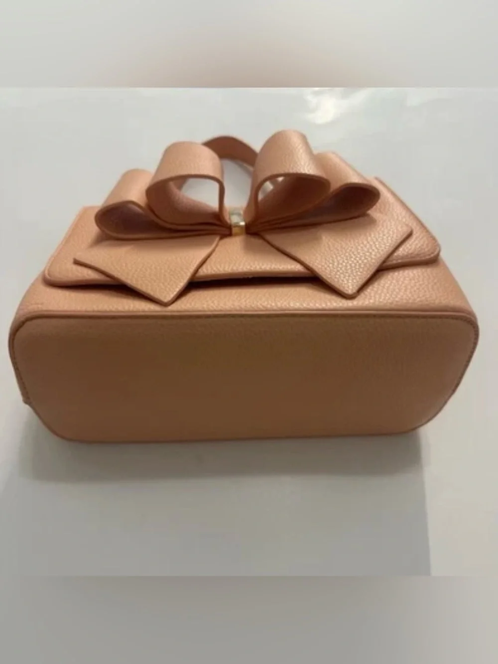 GROSSI/LIKE DREAMS Eva double bowtie vegan leather top handle crossbody -ORANGE